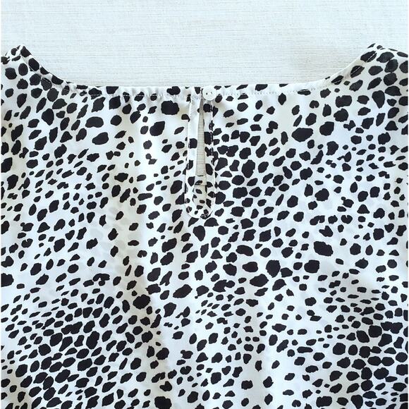 Adrianna Papell Top Womens L Leopard Print Black White Twist Front Career Casual - Picture 6 of 10